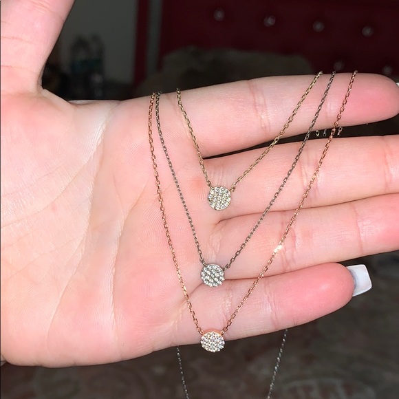 Jewelry - Tricolor circle three strand layer necklace